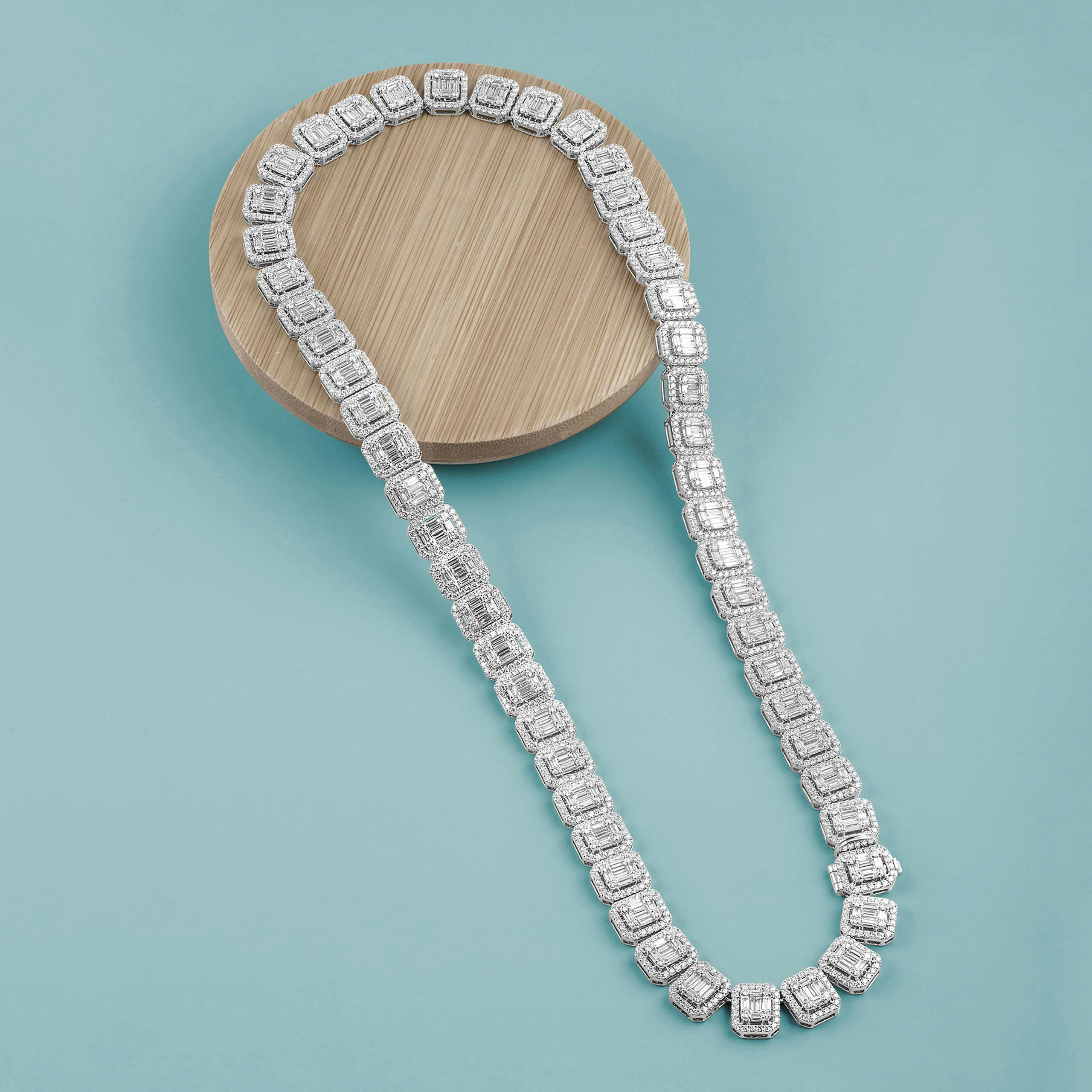  Modern Oval Diamond Necklace